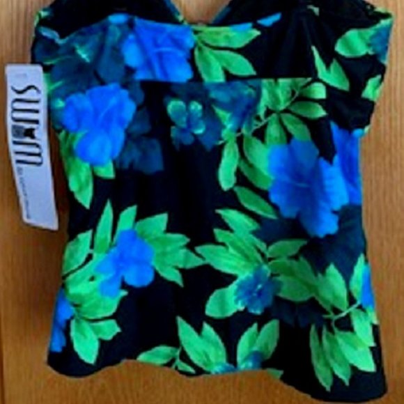 Swim by Chuck Handy Tankini SwimSuit Kimono Cover Up 3 Pc Set Tropical Flower 8 - Picture 4 of 10